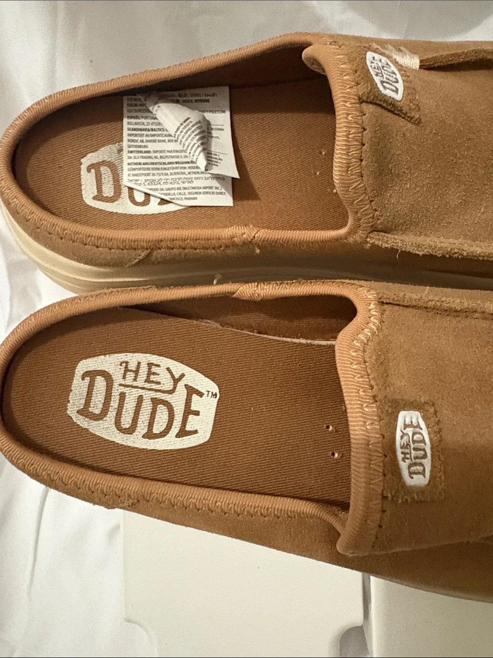 Hey Dude Suede Slip-On Loafers in Tan Brown